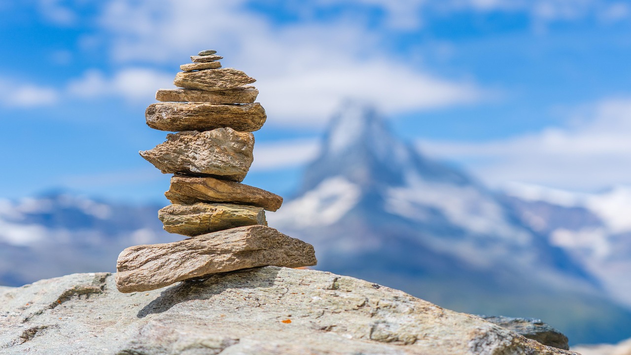 cairn, stone tower, balance, rock, stability, harmony, stacked, nature, matterhorn, mountain